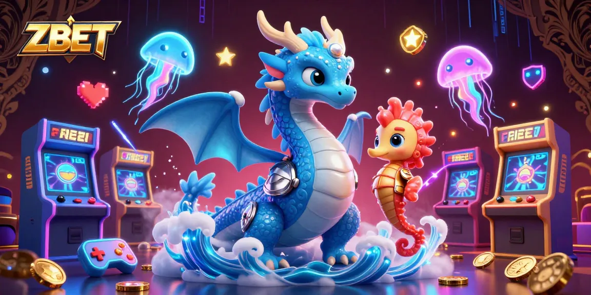 ZBET offers thrilling gaming action with a vibrant ocean-themed casino scene featuring a water dragon and seahorse knight.