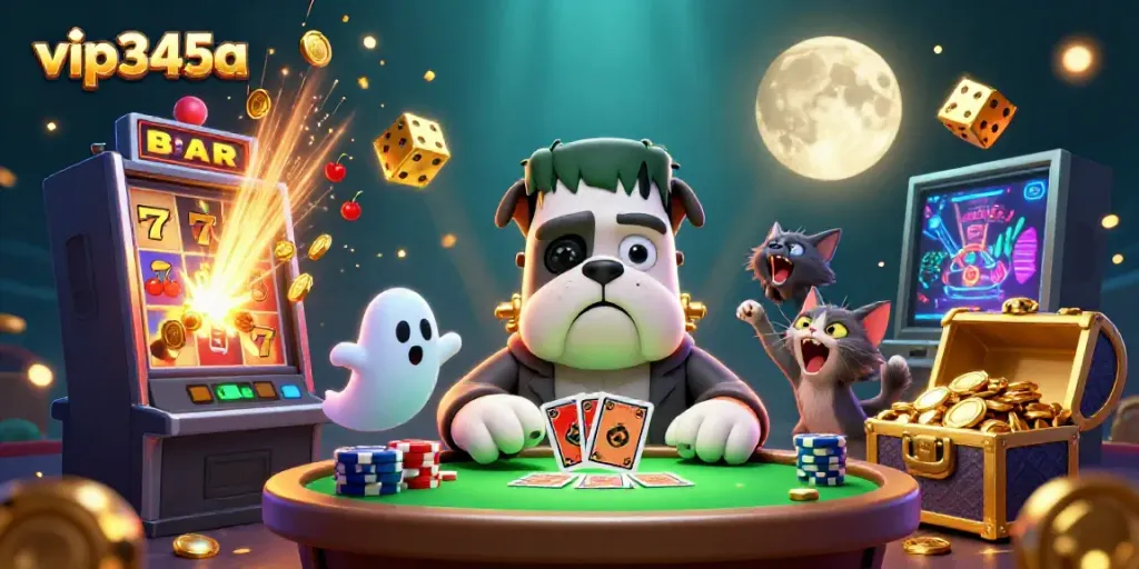 Play at vip345a with engaging characters and colorful casino elements in a dynamic 3D scene