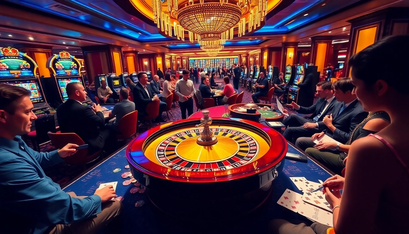 Players enjoying a thrilling game of roulette at https://rikbet1.it.com/ casino, showcasing excitement and luxury.