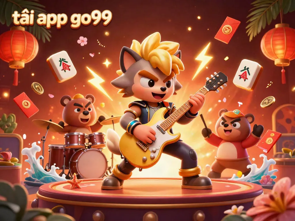 Experience high-octane entertainment with the vibrant, dynamic scene of tải app go99 at a casino stage with unique characters.