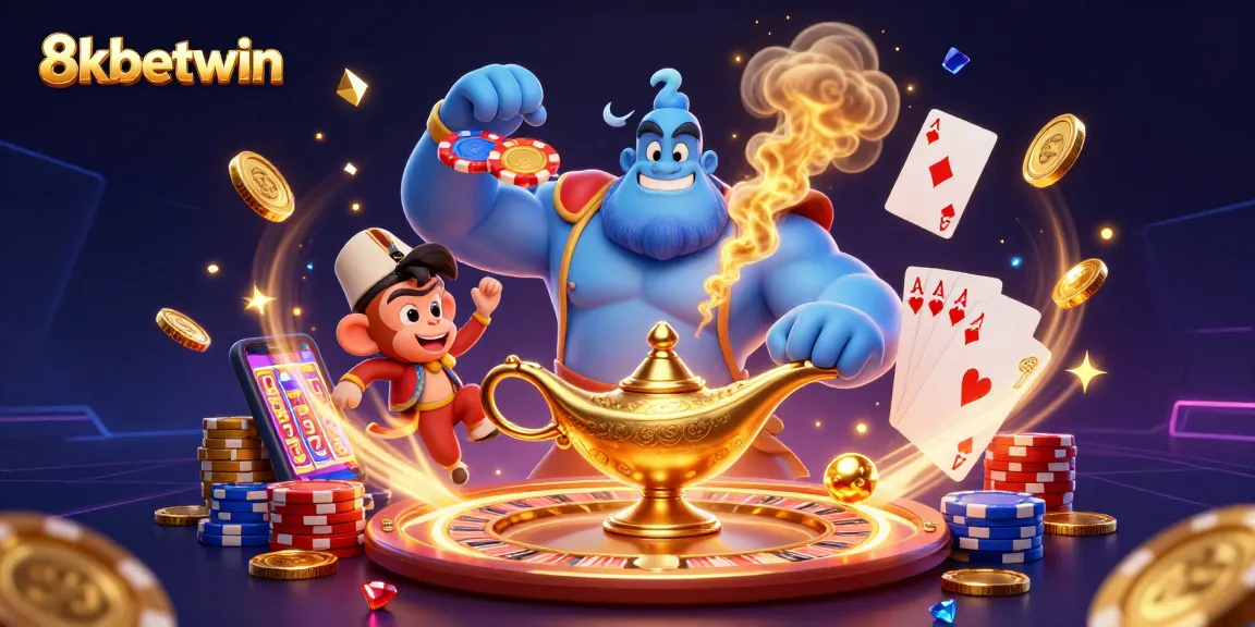 Experience thrilling gameplay at 8kbetwin with colorful poker chips and golden coins flying.