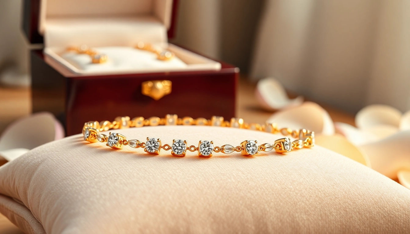 Showcase a diamond by the yard bracelet sparkling elegantly in a soft-lit setting.