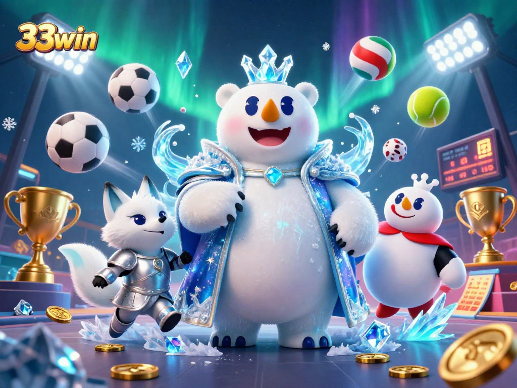Experience the thrill of sports betting with 33win's exciting animated casino scene.