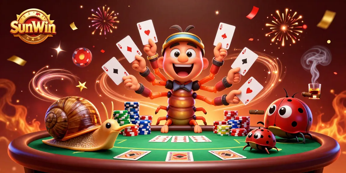 Experience the excitement of SunWin with a vibrant casino scene full of animated characters and dynamic game elements.