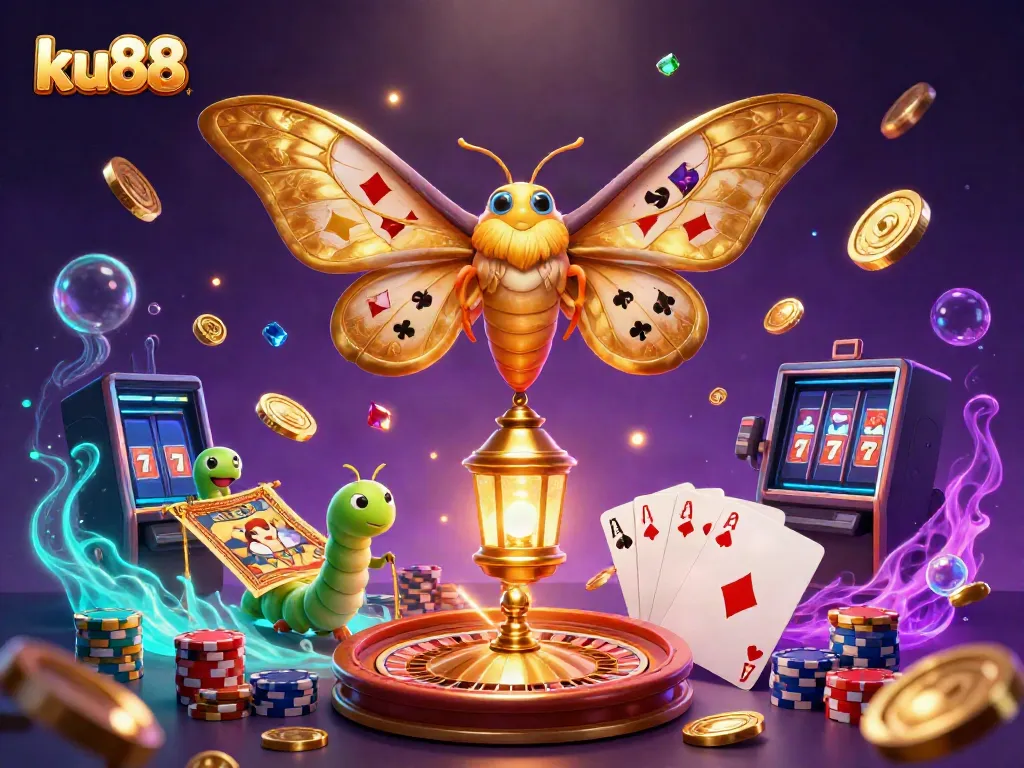 Join the excitement at ku88 as the 3D cartoon atlas moth unveils a magical casino world.