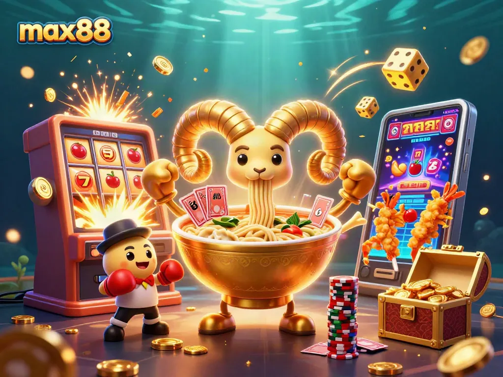 Engage with thrilling max88 casino games featuring a golden ramen bowl dealer and dynamic jackpots.