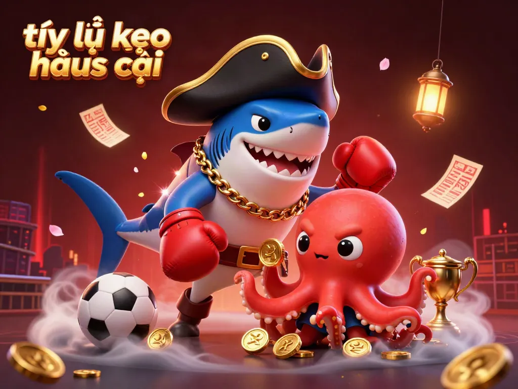 Engage with tỷ lệ kèo nhà cái through festive characters celebrating sports betting, rich in visual detail.