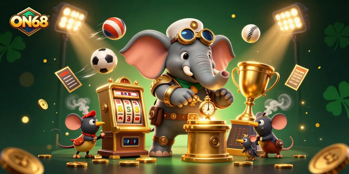 Spin the golden slot machine at ON68 with exciting sports elements and vibrant characters!