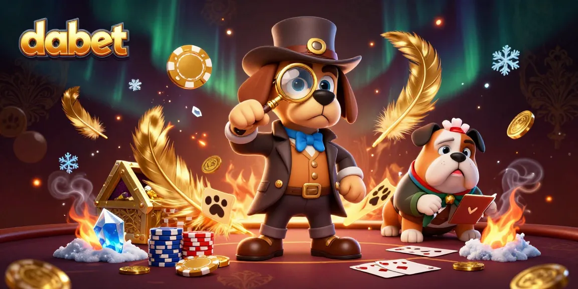 dabet offers poker excitement as a detective and bulldog uncover hidden treasures.