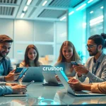 Interactive AI technology connecting users through Crushon innovation in a modern workspace.