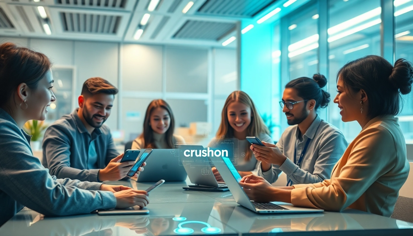 Interactive AI technology connecting users through Crushon innovation in a modern workspace.