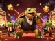 75BD casino scene with a snapping turtle mobster, bullfrogs, and exploding slot machines.