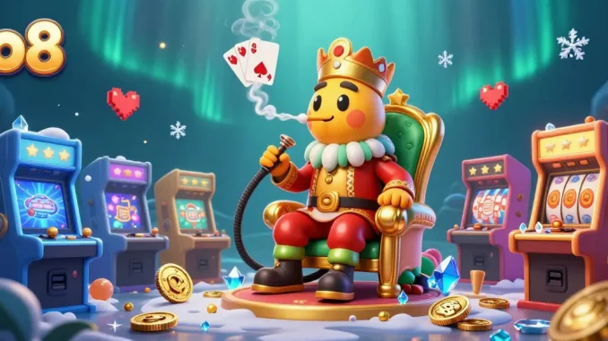Experience the excitement of o8's dynamic gaming world with poker and casino elements in a vibrant 3D illustration.