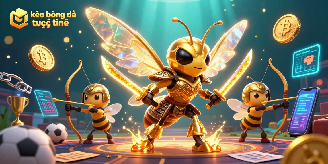Bet on kèo bóng đá trực tuyến with immersive samurai and bee archers in action, surrounded by vibrant gaming elements.