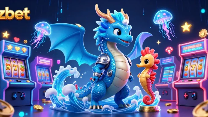 Experience thrilling games with zbet's captivating ocean-themed casino illustration.