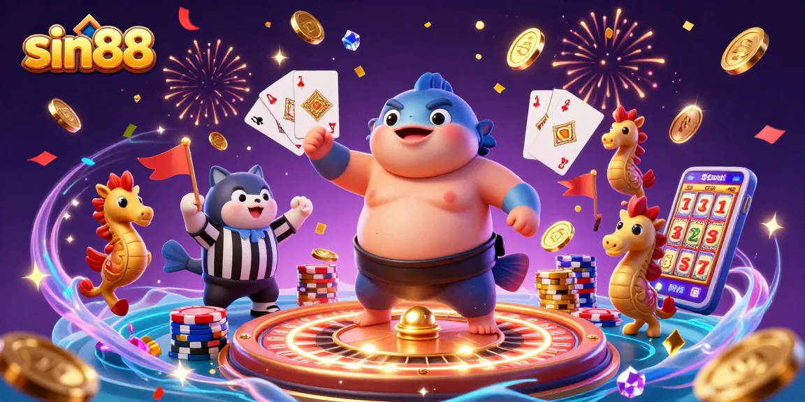 Experience excitement with sin88’s underwater casino featuring fugu, catfish, and vibrant game elements.