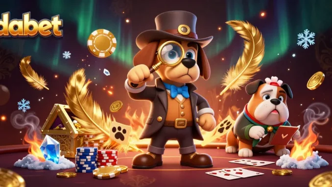 dabet offers poker excitement as a detective and bulldog uncover hidden treasures.