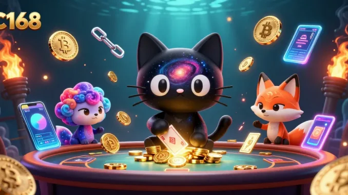 Experience C168's thrilling cosmic casino with immersive characters and vibrant elements.