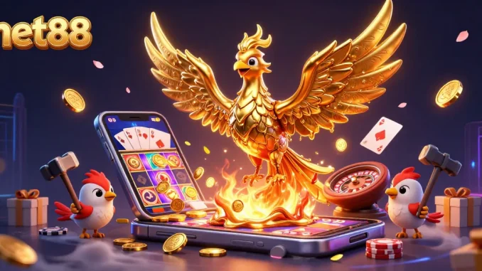 Play exciting slots with net88 featuring a golden phoenix and dynamic game elements.