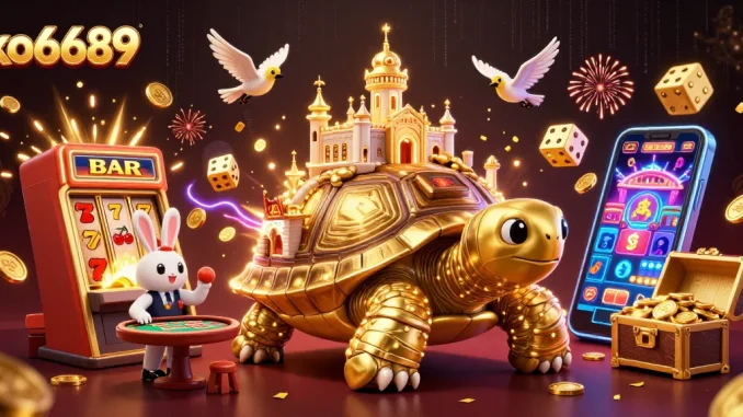 Experience thrilling games at ko6689 with a vibrant casino environment featuring lively characters and exciting elements.